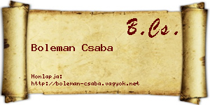 Boleman Csaba névjegykártya